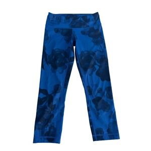 Lululemon Wunder Under Crop Leggings Inky Floral Black/Blue Women's Size 4